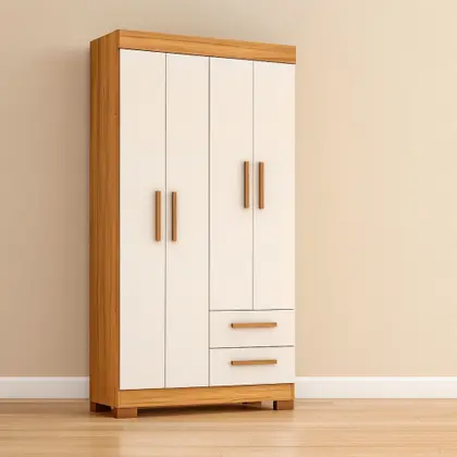 Guarda Roupa Solteiro com Pés 4 Portas 2 Gavetas NT 6010 Notável Móveis